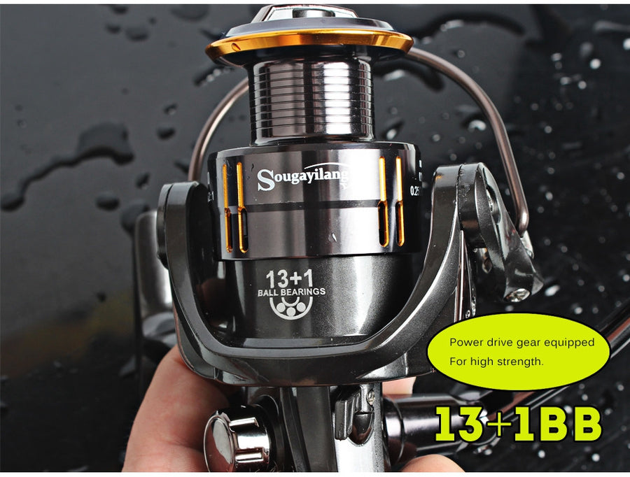 Sougayilang Fishing Coil Wheel Spinning Reels Full Metal Wheel 13+1BB Spinning Trout Fishing Reel Tackle Vara De Pesca