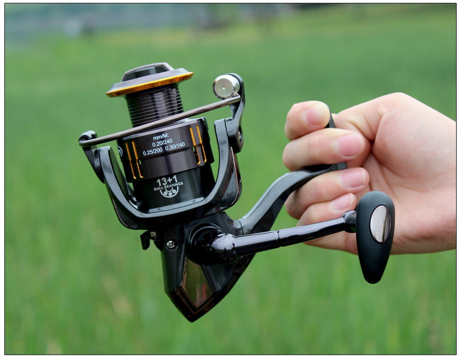 Sougayilang Fishing Coil Wheel Spinning Reels Full Metal Wheel 13+1BB Spinning Trout Fishing Reel Tackle Vara De Pesca