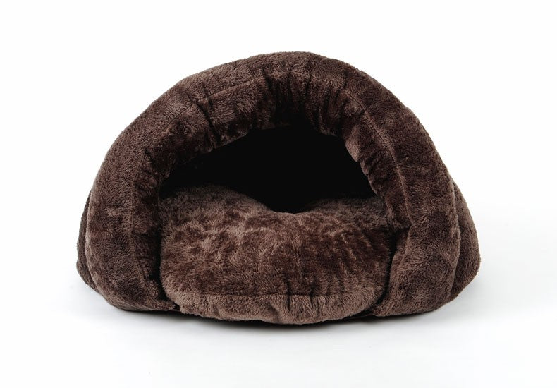 HOOPET New Arrival Warm Cat Sleeping Bags Pet Beds Half Cover Winter Nest Kitty House Cats Bed Brown 2 Size #K