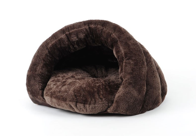 HOOPET New Arrival Warm Cat Sleeping Bags Pet Beds Half Cover Winter Nest Kitty House Cats Bed Brown 2 Size #K
