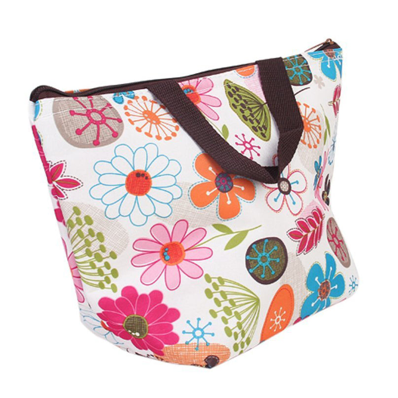 TEXU Lunch Box Bag Tote Insulated Cooler Carry Bag for Picnic - Floral