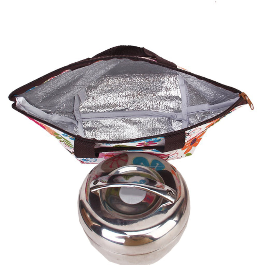 TEXU Lunch Box Bag Tote Insulated Cooler Carry Bag for Picnic - Floral