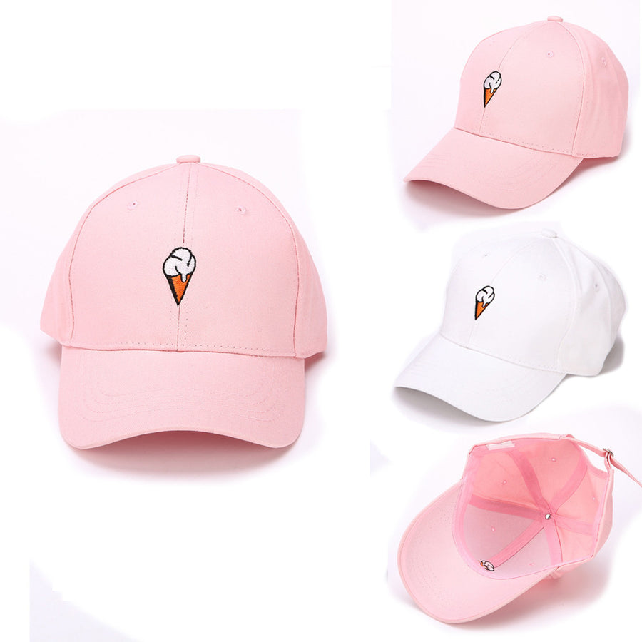 Ice Cream Snapback Cap - Pink or White
