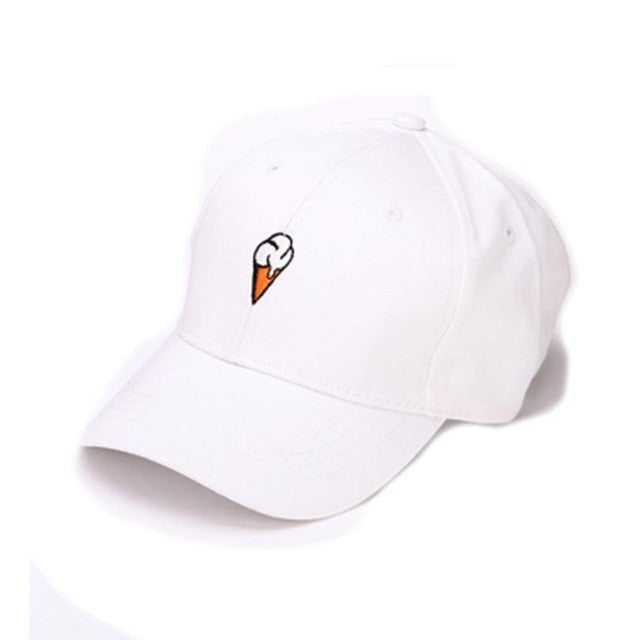 Ice Cream Snapback Cap - Pink or White