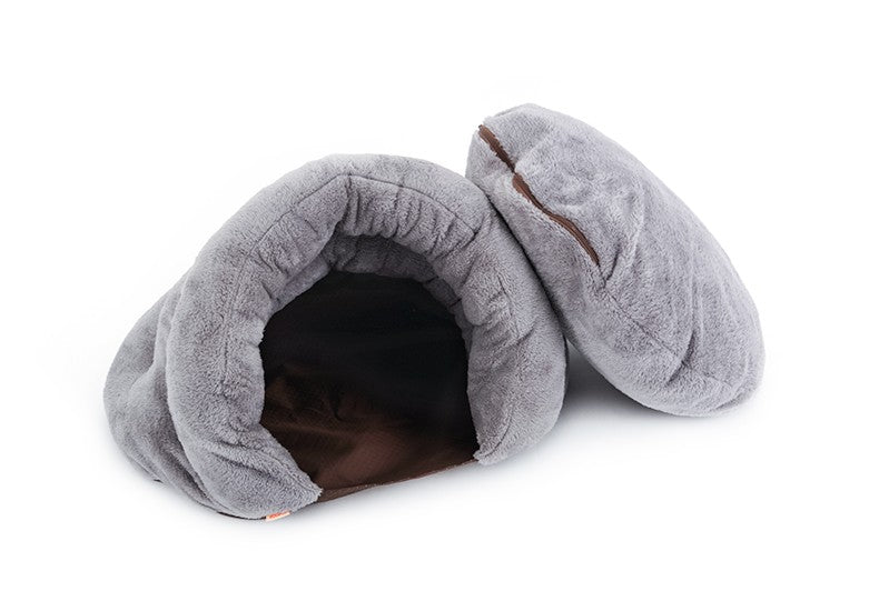 HOOPET New Arrival Warm Cat Sleeping Bags Pet Beds Half Cover Winter Nest Kitty House Cats Bed Brown 2 Size #K