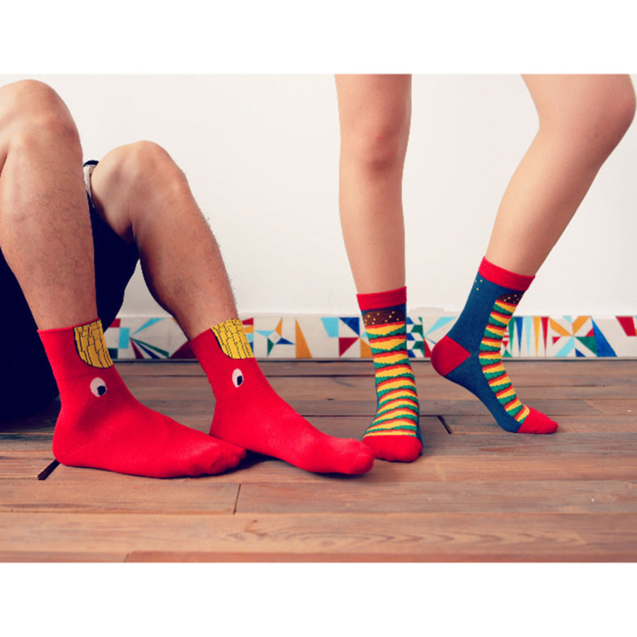 Cotton Fries Socks Burger Socks Creative Socks Recycling Couples Socks
