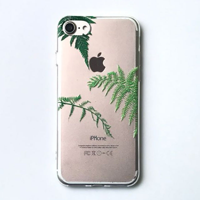 LACK Summer Palm Leaf Phone Case For iphone 7 Plus Case Clear Soft TPU Cover Cartoon Banana Leaves Cases For iphone 7 Case