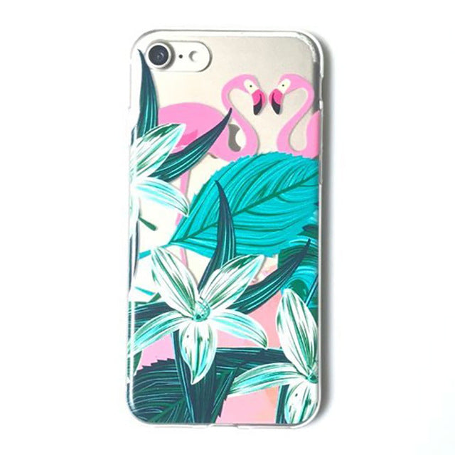LACK Summer Palm Leaf Phone Case For iphone 7 Plus Case Clear Soft TPU Cover Cartoon Banana Leaves Cases For iphone 7 Case
