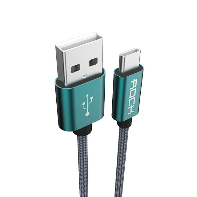 Metal USB Type C Cable, ROCK Metal Fast charging USB Type-C Cable for Samsung Galaxy S8 Note 8, OnePlus 2, for Xiaomi 4C USB-C