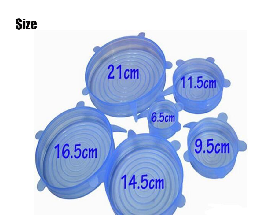 6pcs/set Universal Silicone Saran Food Wrap Lid-bowl Pot Lid-silicon Stretch Lids Silicone Cover Pan Kitchen Vacuum Lid Sealer