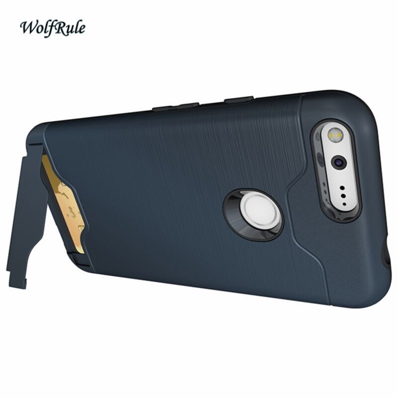 For Phone Case Google Pixel Cover 5.0 inch Shockproof TPU + PC  Brushed Armor Case For Google Pixel Case Stand Card Slot funda