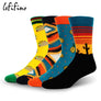 LeFifino New Style Men's Fashion Colored Combed Cotton Socks Fruit Pineapple Socks Burger Food Soks Cactus Happy Socks Le49639