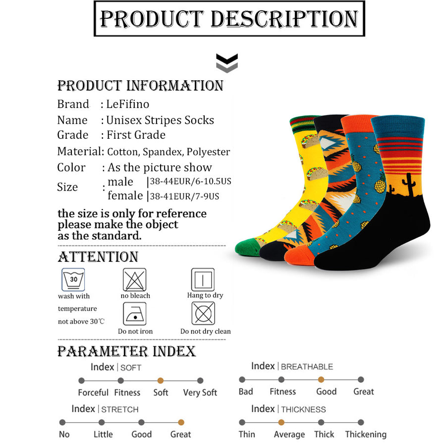 LeFifino New Style Men's Fashion Colored Combed Cotton Socks Fruit Pineapple Socks Burger Food Soks Cactus Happy Socks Le49639