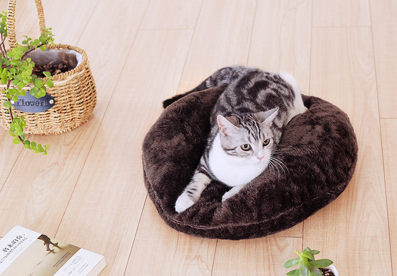 HOOPET New Arrival Warm Cat Sleeping Bags Pet Beds Half Cover Winter Nest Kitty House Cats Bed Brown 2 Size #K