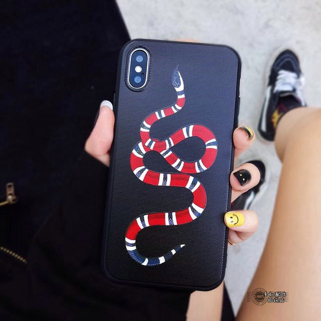 Fashion Tiger Snake Soft silicon cover case for iphone 6 6S S plus 7 7plus 8 8plus X 10 Black Animal Cat phone cases fundas capa