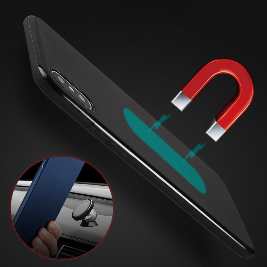 Metal Plate Car Magnetic Phone Case For iPhone X Ultra Thin Slim Business Soft  Silicone TPU Cover For iPhone 6 6S 7 Plus
