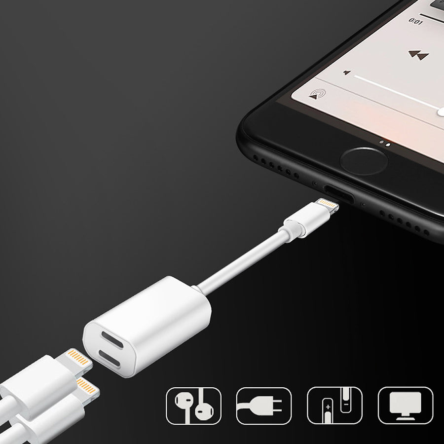 Double Lightning to Lightning Cord Receiver For Iphone Charge and Listen to Music at the Same Time