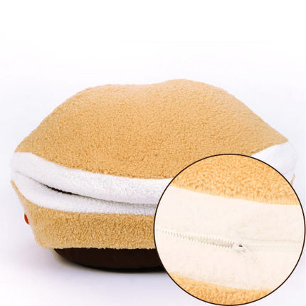 HOOPET Warm Cat Bed House Hamburger Bed Disassemblability Windproof Pet Puppy Nest Shell Hiding Burger Bun for Winter