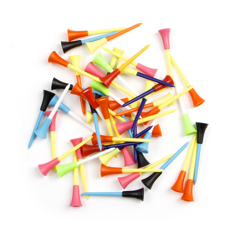 50Pcs/Bag Golf Tools 72mm Multicolor Plastic Golf Tees Rubber Cushion Professional Golf Supplies