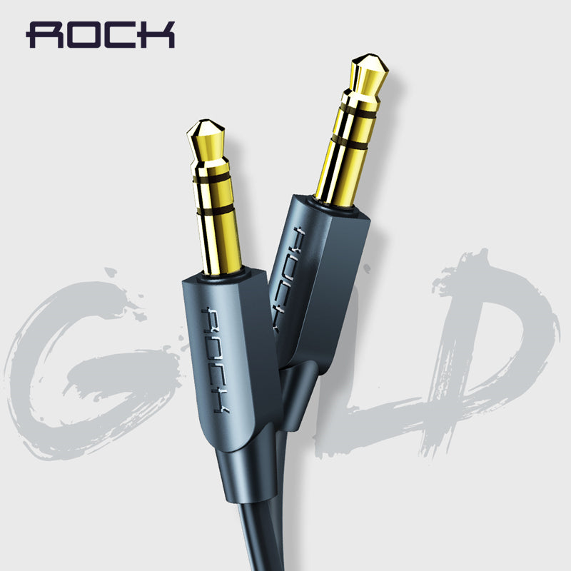 ROCK 3.5mm Jack To Jack Audio Cable, Gold Plated Male to Male Audio Aux Cable for iPhone Car Headphone Speaker Auxiliary Cable