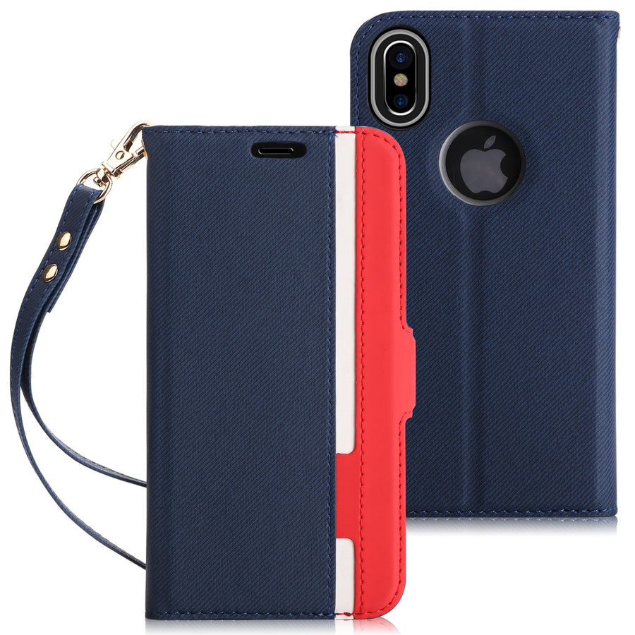 iPhone X Case, iPhone X Wallet Case, FYY Premium PU Leather Wallet Case with Hand Strap and Kickstand Function for Apple iPhone X Edition(2017)