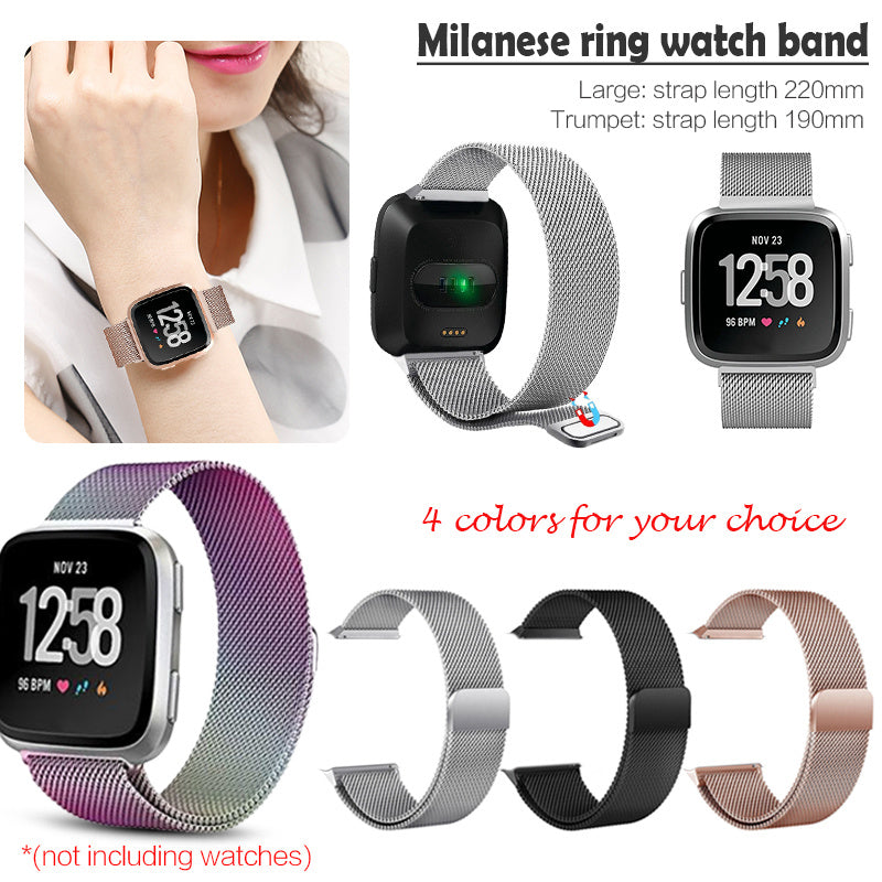 2018 New Colorful For Fitbit Versa Smart Watch Strap Versa Milanese Loop Magnetic Stainless Steel Strap