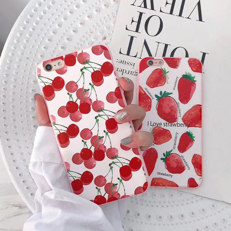 ZMASI Red Strawberry Phone Case For iphone X Case For iphone 6S 6 7 8 Plus Back Cover Fashion Cherry Soft Silicone TPU Cases