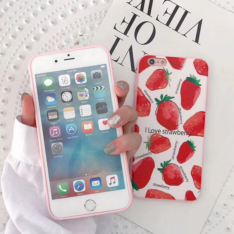 ZMASI Red Strawberry Phone Case For iphone X Case For iphone 6S 6 7 8 Plus Back Cover Fashion Cherry Soft Silicone TPU Cases